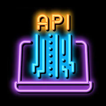 Front end api neon glow icon illustration Stockillustratie