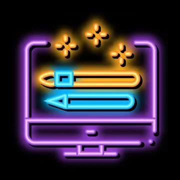 Front end design neon glow icon illustration Stockillustratie