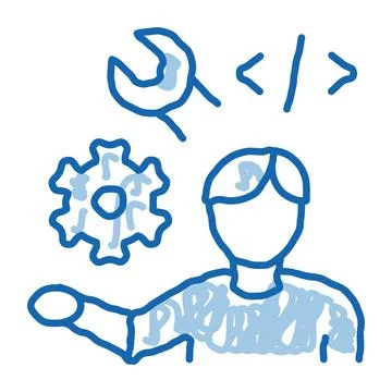 Front end developer doodle icon hand drawn illustration Stock Illustration