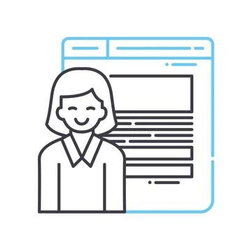 Front end developer female line icon, outline symbol, vector illustration Stock Illustration