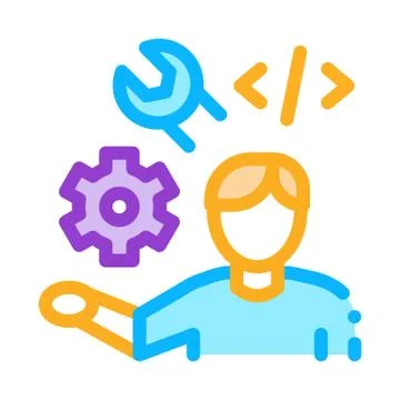 Front end developer icon vector outline illustration イラスト素材