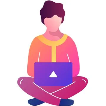 Front end developer icon vector man work on laptop Stock Illustration