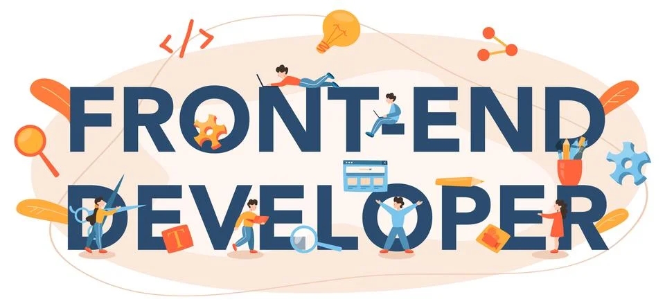 Front-end developer typographic header. Website interface design improvement. 스톡 일러스트