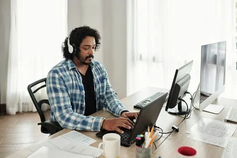 Front End Developer Working on Website Stock Photos
