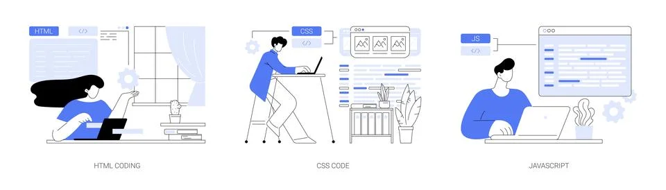 Front end development abstract concept vector illustrations. Ilustração Stock