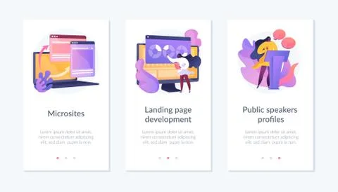 Front end development app interface template. Illustrazione stock