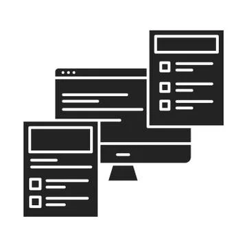 Front-end development black glyph icon. Practice of converting data to a grap Stock Illustration