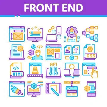 Front End Development Collection Icons Set Vector Illustrazione stock