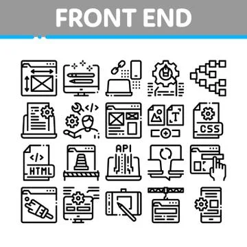 Front End Development Collection Icons Set Vector Illustrazione stock