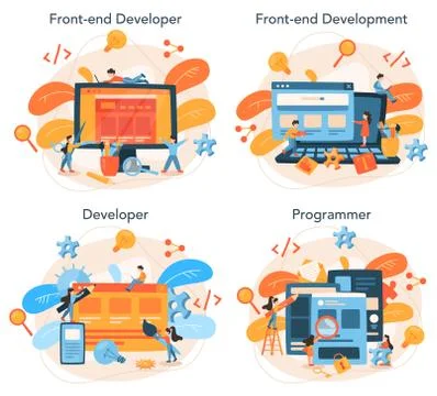 Front-end development concept set. Website interface design 스톡 일러스트