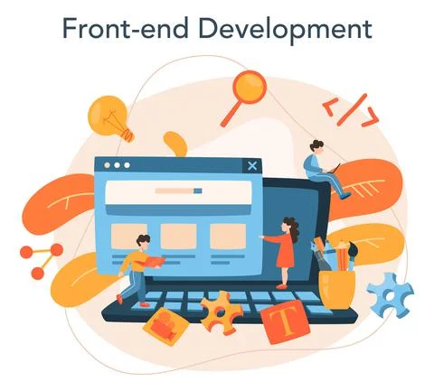 Front-end development concept. Website interface design improvement. Stockillustratie