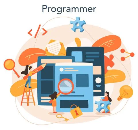 Front-end development concept. Website interface design improvement. Stock Illustration