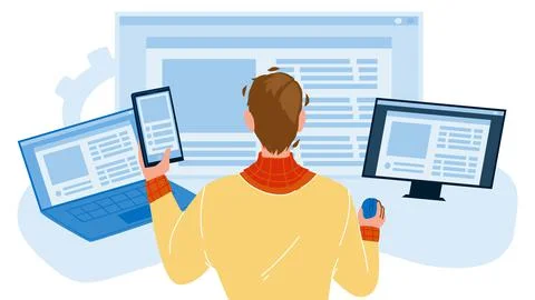 Front End Development Developer Occupation Vector 스톡 일러스트