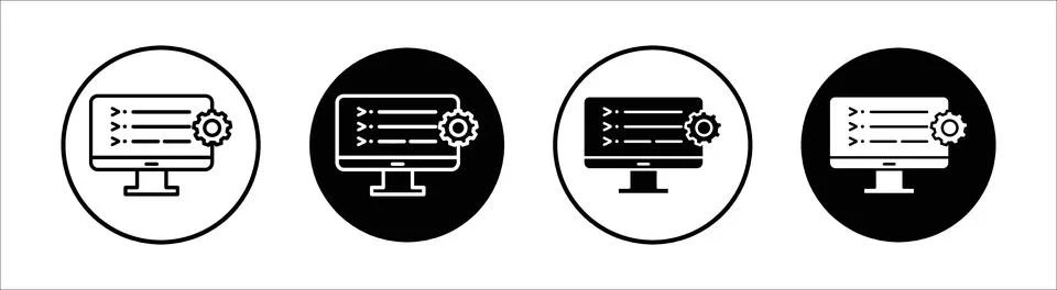 Front end development flat line icon set. Front end development Thin line i.. Illustrazione stock
