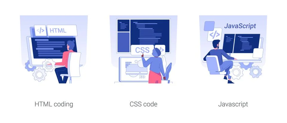 Front end development isolated concept vector illustrations. Stock Illustration