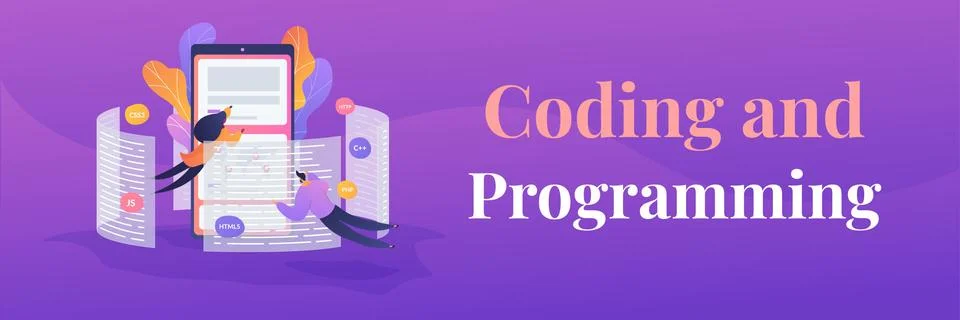 Front end development it web banner concept. Stock Illustration