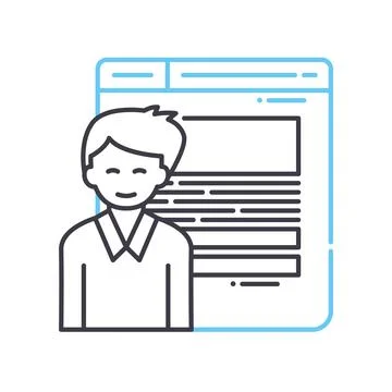 Front end development male line icon, outline symbol, vector illustration イラスト素材