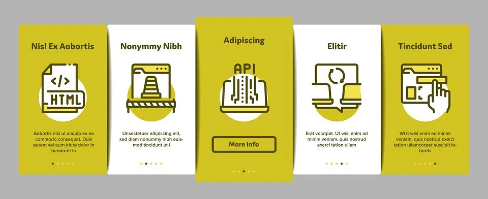 Front End Development Onboarding Elements Icons Set Vector Stock Illustration
