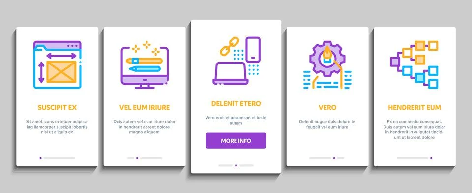Front End Development Onboarding Elements Icons Set Vector Stock Illustration