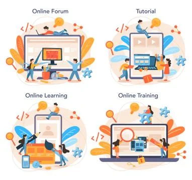 Front-end development online service or platform set. Website Stockillustratie