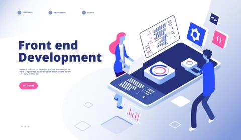 Front end development. Programmer develop computer website interface front-end Stock-Illustration