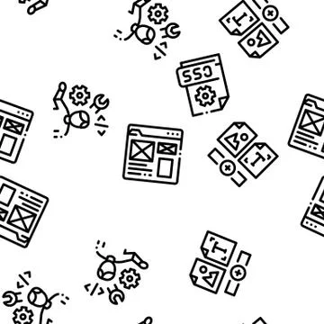 Front End Development Seamless Pattern Vector Illustrazione stock
