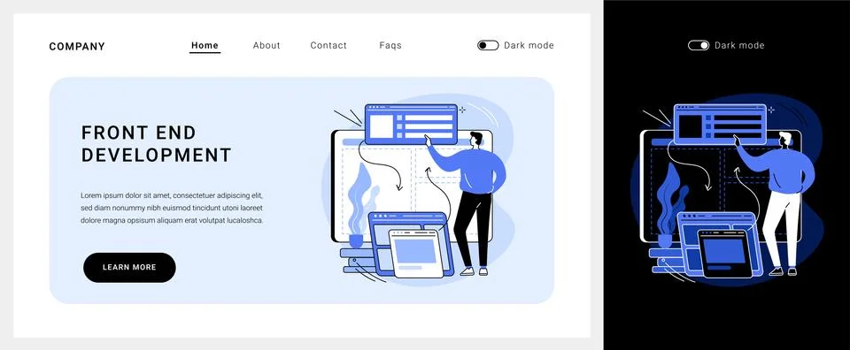 Front end development vector concept landing page. イラスト素材