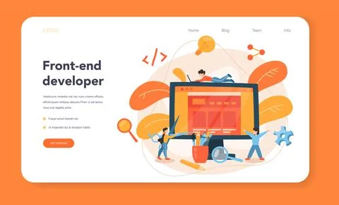 Front-end development web banner or landing page. Website Stock Illustration