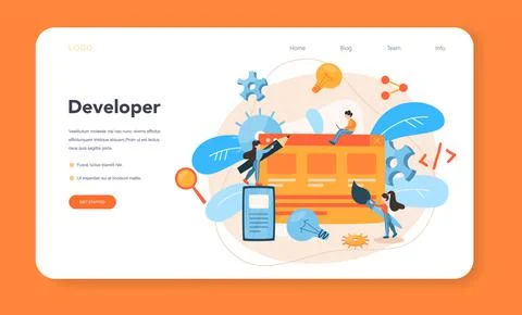 Front-end development web banner or landing page. Website 스톡 일러스트