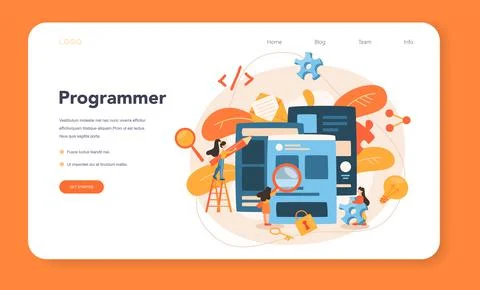 Front-end development web banner or landing page. Website Stock Illustration
