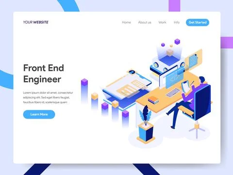 Front End Engineer Isometric Illustration for website page Stock Illustration