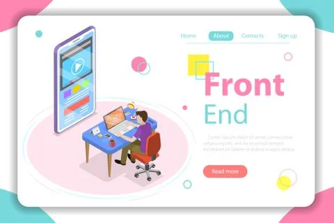 Front end flat isometric vector concept illustration. Stock Illustration