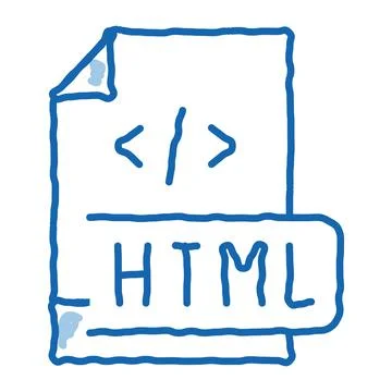 Front end html code doodle icon hand drawn illustration Stock Illustration