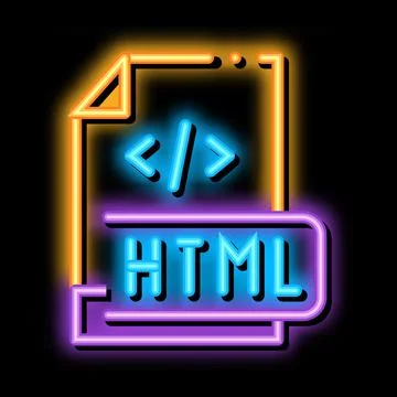 Front end html code neon glow icon illustration Stockillustratie