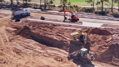 Front end loader and tracked loader working Stock Footage 338064608