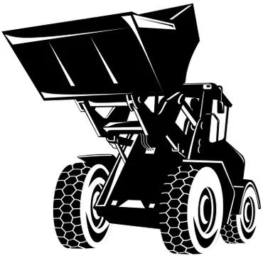 Front end loader digger excavator retro. Stock Illustration