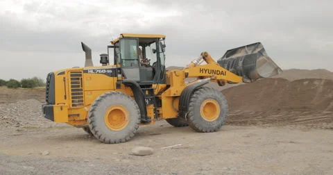 Front End Loader Loading Heavy Dump Truck (4K) Stock Footage 61330902