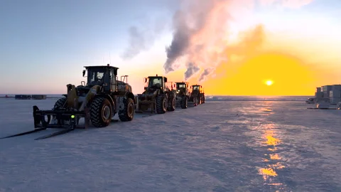Front End Loaders Prudhoe Bay Alaska Stock Footage 276774503