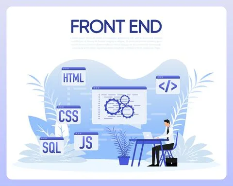 Front end. Software development. Programming code. Vector illustration. Stock Illustration