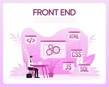 Front end. Software development. Programming code. Vector illustration. Stock Illustration