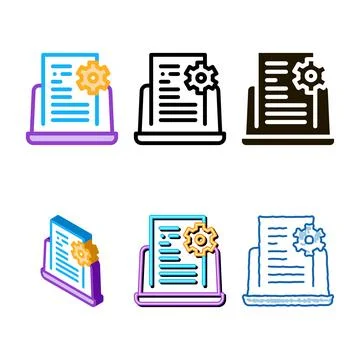 Front end technical tasks icon vector outline variants Stock Illustration