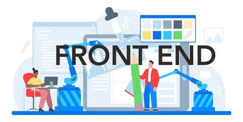 Front end typographic header. Website interface design improvement. Illustrazione stock
