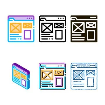 Front end variations web site style icon vector outline Illustrazione stock