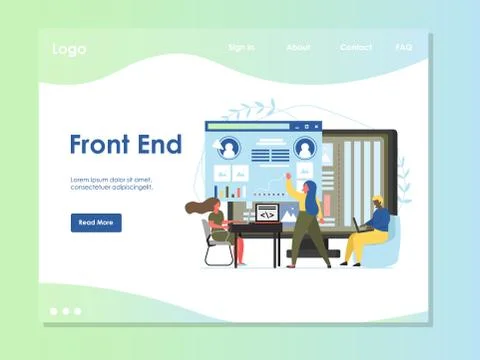 Front end vector website landing page design template Stock Illustration