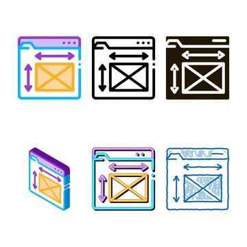 Front end web design sizes icon vector modern outline イラスト素材