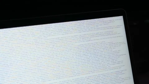 Front end web developer. Html and css code on laptop screen. Web design concept. Stock Footage 144835529