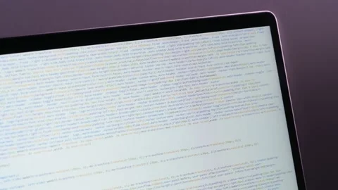 Front end web developer. Html and css code on laptop screen. Web design concept. Stock Footage 144835539