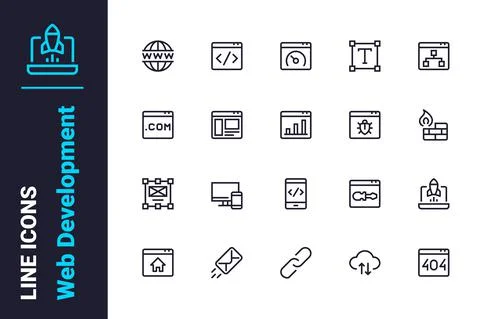 Front end web development icons set イラスト素材