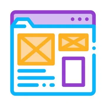 Front end web site style icon vector outline illustration Illustrazione stock