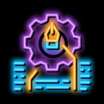 Front end working and design neon glow icon illustration Illustrazione stock